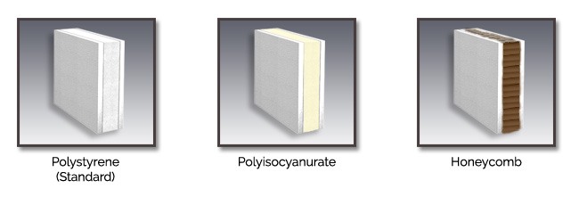 Three images of panel cores.
