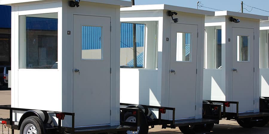 Three modular trailer guardhouses by Allied Modular.