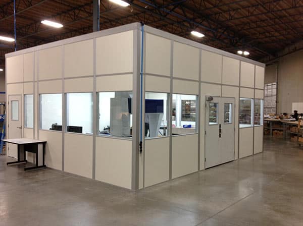Modular CMM room with full window panels, built by Allied Modular.