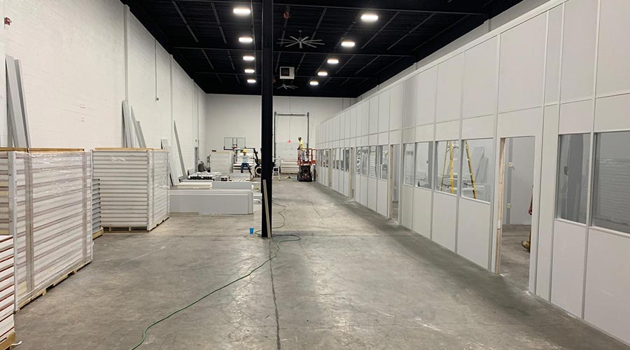 In-plant modular office partitions.