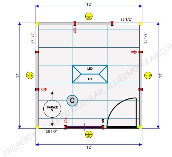 12'x12' quick ship allied modular building blueprint 12x12 modular buildings for quick and efficient use
